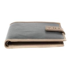 Pre Owned Yves Saint Laurent Silver/Beige Leather Bifold Wallet