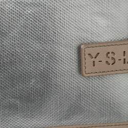 Pre Owned Yves Saint Laurent Silver/Beige Leather Bifold Wallet