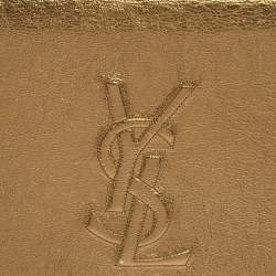Pre Owned Yves Saint Laurent Gold Patent Leather Belle De Jour Flap Clutch