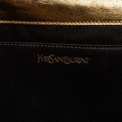 Pre Owned Yves Saint Laurent Gold Patent Leather Belle De Jour Flap Clutch