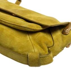 Yves Saint Laurent Green Suede Flap Shoulder Bag