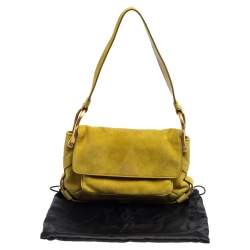 Yves Saint Laurent Green Suede Flap Shoulder Bag