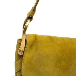 Yves Saint Laurent Green Suede Flap Shoulder Bag