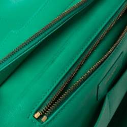 Pre Owned Yves Saint Laurent Green Leather Medium Cabas Y-Ligne Tote