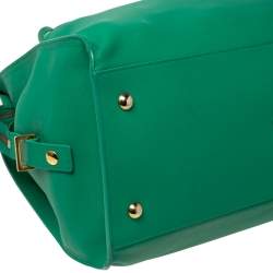 Pre Owned Yves Saint Laurent Green Leather Medium Cabas Y-Ligne Tote