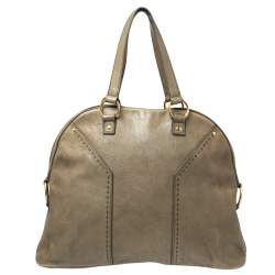 Yves Saint Laurent Green Leather Oversized Muse Bag