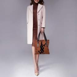 مملوكة مسبقًا Yves Saint Laurent Brown Canvas and Velvet Drawstring Kahala Tote