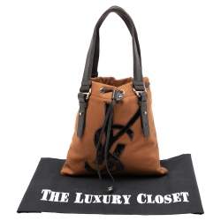 مملوكة مسبقًا Yves Saint Laurent Brown Canvas and Velvet Drawstring Kahala Tote