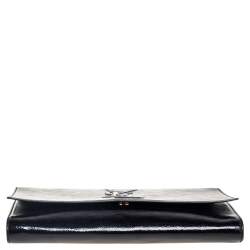 Pre Owned Yves Saint Laurent Black Patent Leather Belle De Jour Flap Clutch