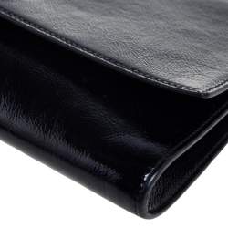 Pre Owned Yves Saint Laurent Black Patent Leather Belle De Jour Flap Clutch