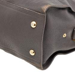 Pre Owned Yves Saint Laurent Grey Leather Small Cabas Chyc Tote