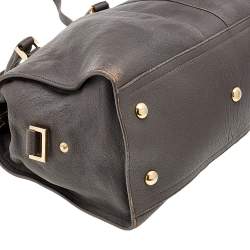Pre Owned Yves Saint Laurent Grey Leather Small Cabas Chyc Tote