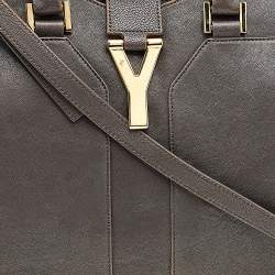 Pre Owned Yves Saint Laurent Grey Leather Small Cabas Chyc Tote