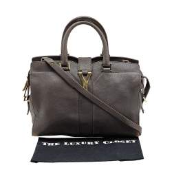 Pre Owned Yves Saint Laurent Grey Leather Small Cabas Chyc Tote