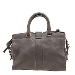 Pre Owned Yves Saint Laurent Grey Leather Small Cabas Chyc Tote
