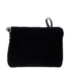 Pre Owned Saint Laurent Black Velvet Loulou Shoulder Bag