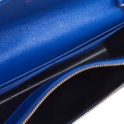 Pre Owned محفظة بسلسلة سان لوران إنفيلوب جلد ماتيلاس أزرق مونوغرامية