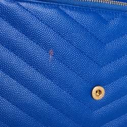 Pre Owned محفظة بسلسلة سان لوران إنفيلوب جلد ماتيلاس أزرق مونوغرامية