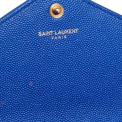 Pre Owned محفظة بسلسلة سان لوران إنفيلوب جلد ماتيلاس أزرق مونوغرامية