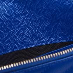 Pre Owned محفظة بسلسلة سان لوران إنفيلوب جلد ماتيلاس أزرق مونوغرامية