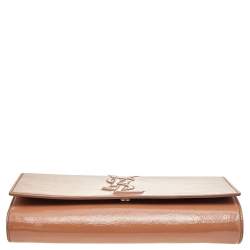 Pre Owned Yves Saint Laurent Beige Patent Leather Belle De Jour Clutch