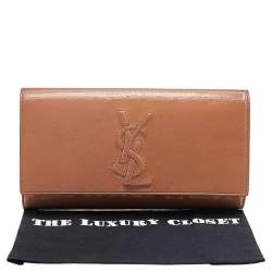 Pre Owned Yves Saint Laurent Beige Patent Leather Belle De Jour Clutch