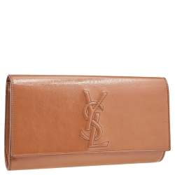 Pre Owned Yves Saint Laurent Beige Patent Leather Belle De Jour Clutch