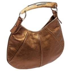 Pre Owned Yves Saint Laurent Bronze Leather Mombasa Horn Hobo