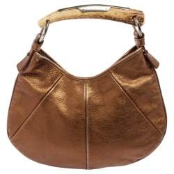 Pre Owned Yves Saint Laurent Bronze Leather Mombasa Horn Hobo