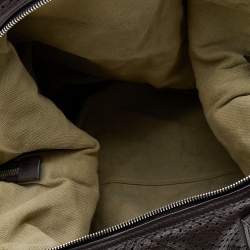 Pre Owned Yves Saint Laurent Brown Perforated Leather Medium Easy Y Satchel