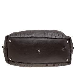 Pre Owned Yves Saint Laurent Brown Perforated Leather Medium Easy Y Satchel