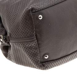 Pre Owned Yves Saint Laurent Brown Perforated Leather Medium Easy Y Satchel