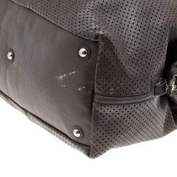 Pre Owned Yves Saint Laurent Brown Perforated Leather Medium Easy Y Satchel