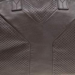 Pre Owned Yves Saint Laurent Brown Perforated Leather Medium Easy Y Satchel