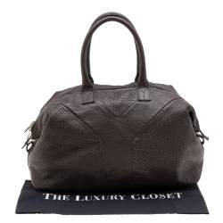 Pre Owned Yves Saint Laurent Brown Perforated Leather Medium Easy Y Satchel