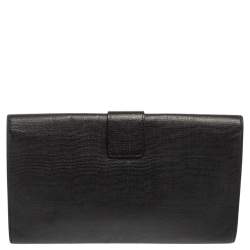Pre Owned Yves Saint Laurent Black Textured Leather Y-Ligne Clutch