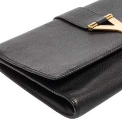 Pre Owned Yves Saint Laurent Black Textured Leather Y-Ligne Clutch
