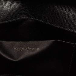 Pre Owned Yves Saint Laurent Black Textured Leather Y-Ligne Clutch