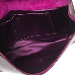 مملوكة مسبقًا حقيبة كلتش إيف سان لوران واي لاين جلد عنابي لامع