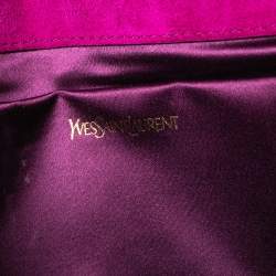 مملوكة مسبقًا حقيبة كلتش إيف سان لوران واي لاين جلد عنابي لامع