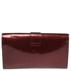 مملوكة مسبقًا حقيبة كلتش إيف سان لوران واي لاين جلد عنابي لامع