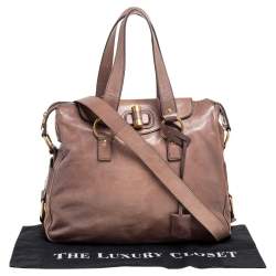Pre Owned Yves Saint Laurent Beige Glossy Leather Rive Gauche Satchel