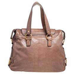 Pre Owned Yves Saint Laurent Beige Glossy Leather Rive Gauche Satchel