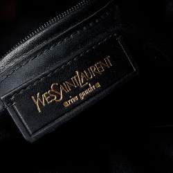 Pre Owned Yves Saint Laurent Metallic Silver Leather Large Y Mail Tote