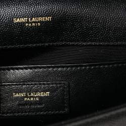 Pre Owned حقيبة كتف بسلسلة سان لوران كيت جلد أسود