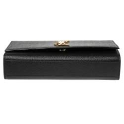 Pre Owned حقيبة كتف بسلسلة سان لوران كيت جلد أسود