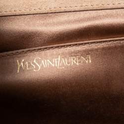 Pre Owned Yves Saint Laurent Beige Patent Leather Belle De Jour Flap Clutch