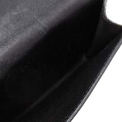 Pre Owned Yves Saint Laurent Black Patent Leather Flap Compact Wallet