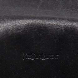 Pre Owned Yves Saint Laurent Black Patent Leather Flap Compact Wallet