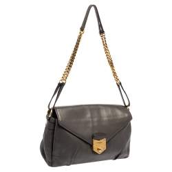 Pre Owned حقيبة كتف أيف سان لوران داندي جلد رمادي